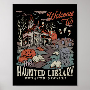 Poster Retro Salem Bienvenue À La Librairie Haunted Booki