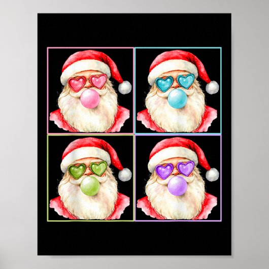 Poster Retro Santa Blowing Bubble Gum P Art Sungles Chris (Devant)