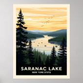 Poster Retro Saranac Lake | New York Travel (Devant)