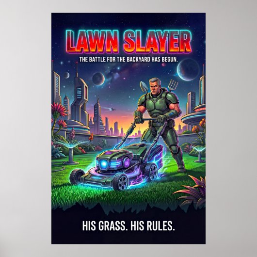 Poster Retro Sci Fi Tactical Lawn Hero Parody (Devant)