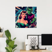 Poster Retro Science Fiction Pin-up (Bureau à domicile)