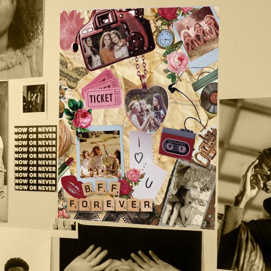 Poster Retro Scrapbook Best Friends Forever Photo Collage