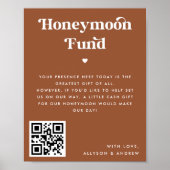 Poster Retro Script Heart Terracotta Rust Honeymoon Fund (Devant)