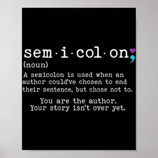 Poster Retro Semicolon Definition Suicide Prevention Awar (Devant)