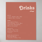 Poster Rétro simple | Vieux Mariage Rose Boissons Menu Si (Devant)
