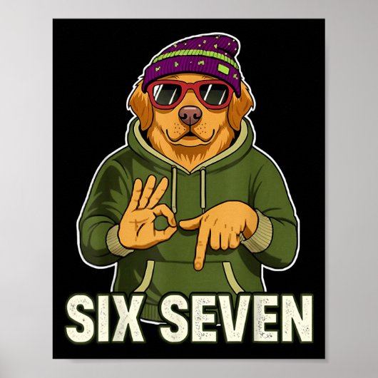 Poster Retro Six Seven Golden Retriever Graphic Gift Men (Devant)