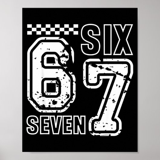 Poster Retro Six Seven Numbers Clever Humor 6 7 Meme Mens (Devant)