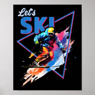 Poster Retro Ski en poudre Ski Vintage Couleur de Ski Ren