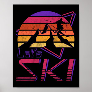 Poster Retro Ski Vintage 80s 90s Ski de neige
