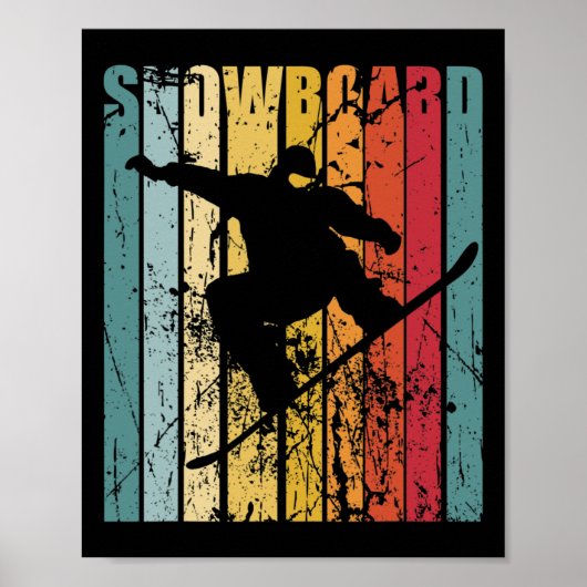 Poster Retro Snowboard Snowboard Ski Vacances Snowboar (Devant)