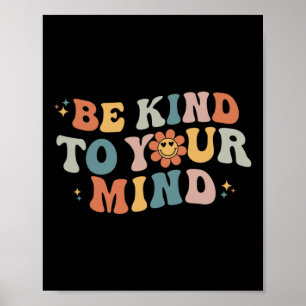 Poster Retro Soyez Gentil À Votre Esprit Santé Mentale Se