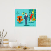 Poster Retro Space Age Cartographie Couple (Cuisine)