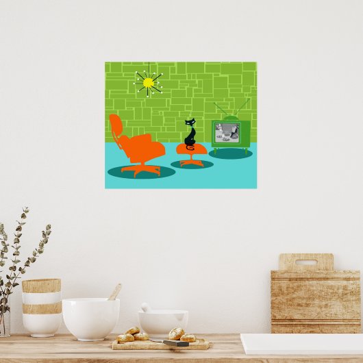 Poster Rétro Space Age Kitty (Cuisine)