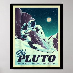 Poster Retro Space Tourisme Planche de ski Ski Planche