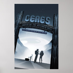 Poster Retro Space Travel Poster-Nwarf Planet Ceres.
