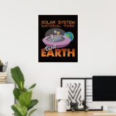 Poster Retro Spacship Flying Saucer Funny Space Travel V (Bureau à domicile)
