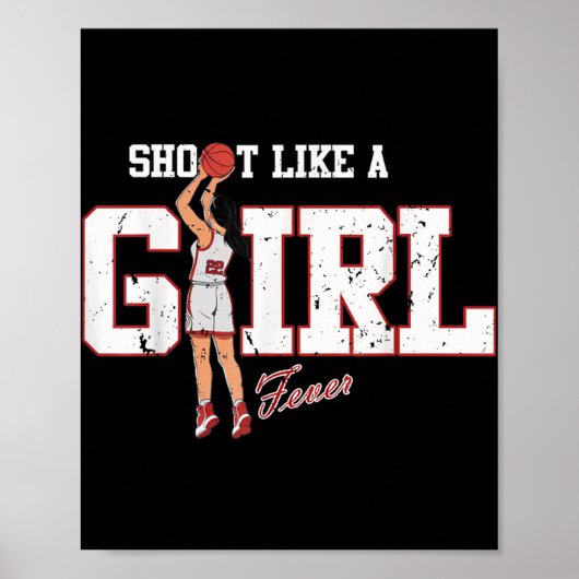 Poster Retro Sport Citation Tirer Comme Une Fille Basketb (Devant)