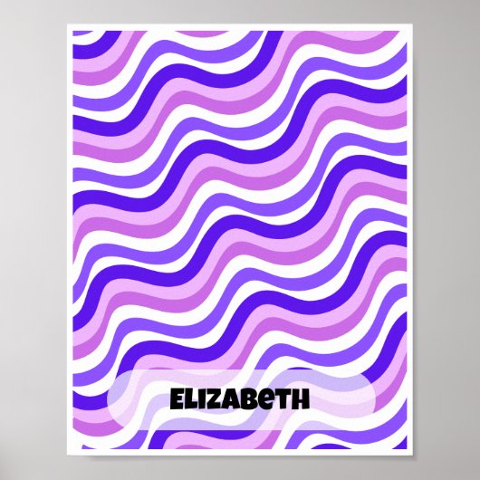 Poster Retro Squiggly Purple Personnalisé Nom Conception (Devant)