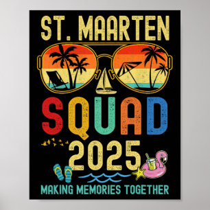 Poster Rétro St. Maarten Croisière Vacances 2025 Famille