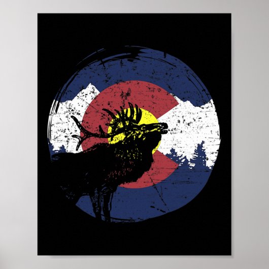 Poster Retro State Flag Colorado Rocky Mountains Skiing A (Devant)