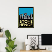 poster rétro stonehenge pierre henge art déco (Bureau à domicile)