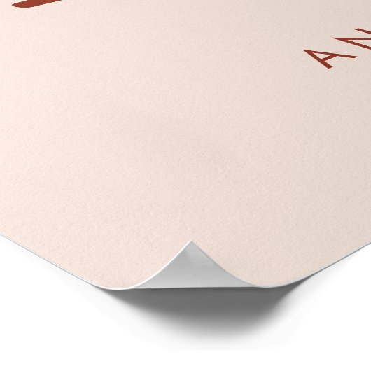 Poster Retro stylé Peach Rose Mariage Direction (Coin)