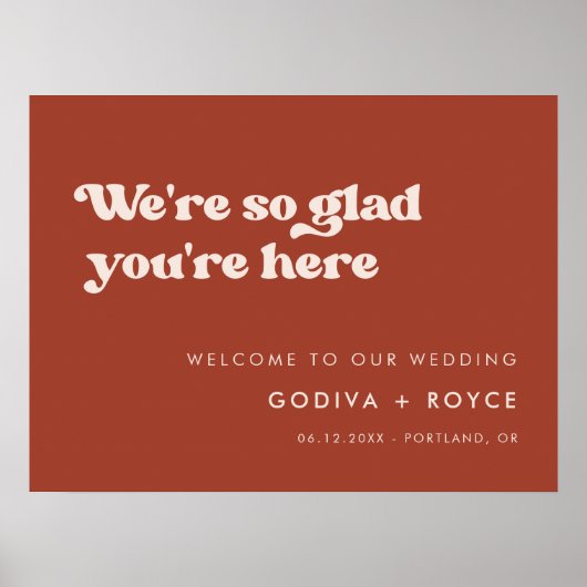 Poster Rétro stylish Terracotta Tellement content que vou (Devant)