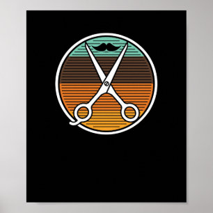 Poster Rétro styliste en coiffure vintage de coiffeurs de