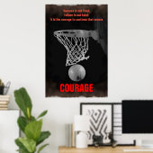 Poster Rétro succès Courage Basketball Inspiration (Bureau à domicile)