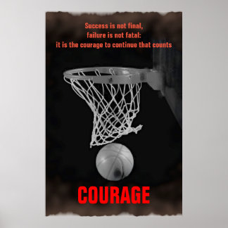 Poster Rétro succès Courage Basketball Inspiration