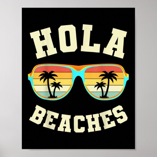 Poster Retro Summer Hola Plages Funny Beach Vacances Vin (Devant)