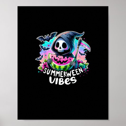 Poster Retro Summerween Vibe Watermelon Ghost Skin été (Devant)