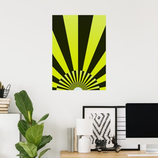 Poster Retro Sun Boho Sunshine Jaune Noir Abstrait Art (Bureau à domicile)