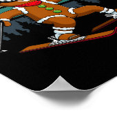 Poster Retro Sun Gingerbread Man Skiant Chapeau de Noël X (Coin)