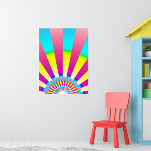 Poster Retro Sun Rainbow Abstrait Art