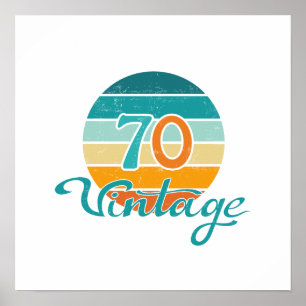 Poster Retro Sunset 70 Vintage en détresse