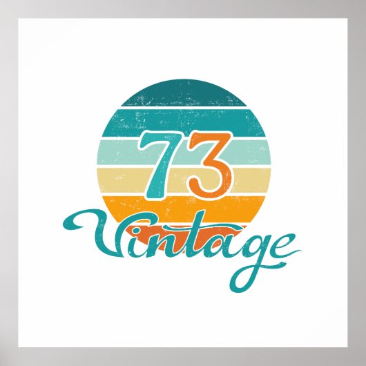 Poster Retro Sunset 73 Vintage en détresse (Devant)