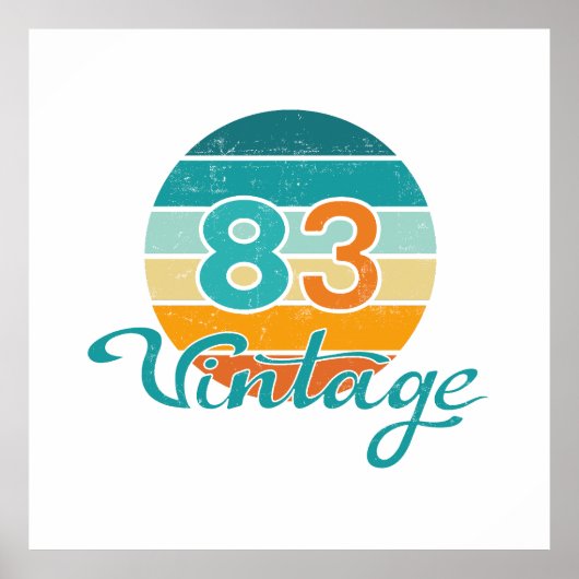 Poster Retro Sunset 83 Vintage Distressed (Devant)