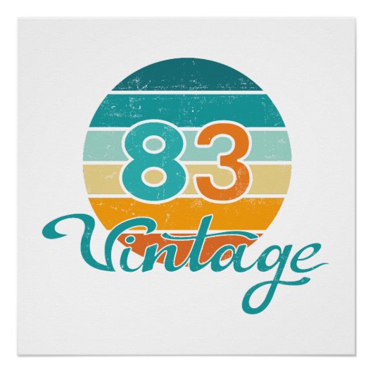 Poster Retro Sunset 83 Vintage Distressed (Devant)