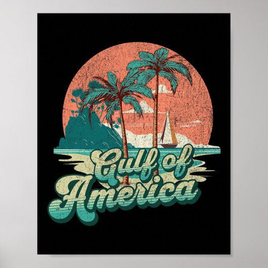 Poster Retro Sunset Beach Vibes - Golfe D'Usa (Devant)