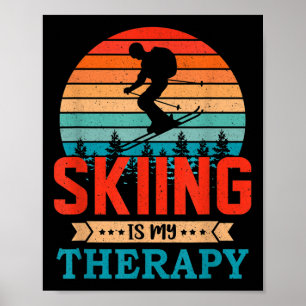 Poster Retro Sunset Design Cadeau De Ski Pour Skieurs Amu