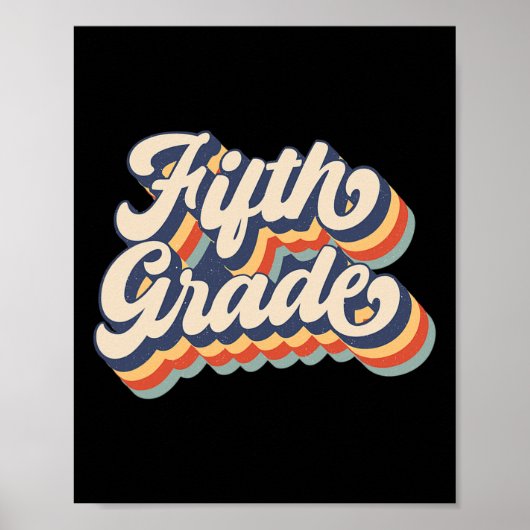 Poster Retro Sunset Enseignant De Cinquième Année Et Étud (Devant)