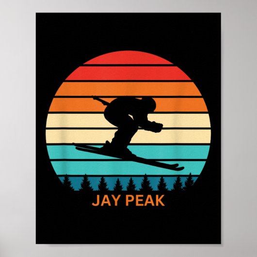 Poster Retro Sunset Jay Peak Vermont Skieur (Devant)