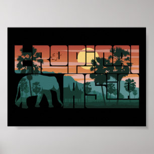 Poster Retro Sunset Paysage Asie Thaïlande - Typographie