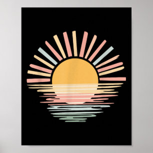Poster Retro Sunset Rays, filles Été, bella Toile Sunshi