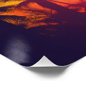 Poster Retro Sunset Tropical 80s Style brillant (Coin)