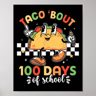 Poster Retro Super 100e jour enseignant Taco Bout 100 jou