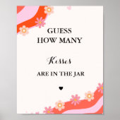 Poster Retro Super combien de baisers nuptiale douche jeu (Devant)