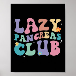 Poster Retro Super Lazy Pancreas Club Type 1 Diabète Aw