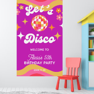 Poster Retro Super les années 70 Let's Disco Anniversaire